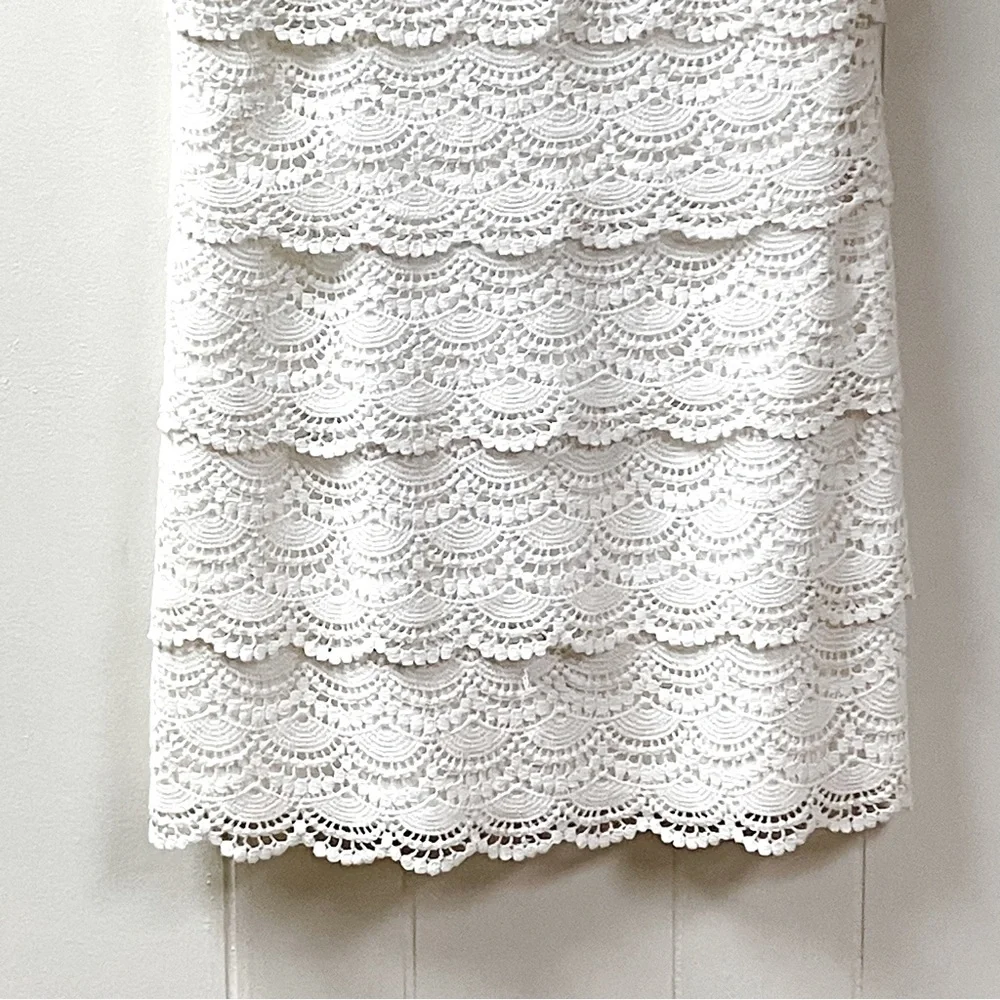 WHBM Womens White Crocheted Lace Dress SZ 4 Feminine Bridal Shower Coquette Boho - Picture 6 of 10